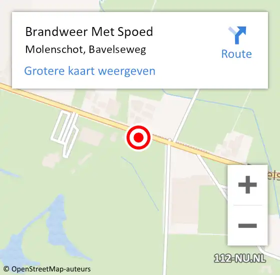 Locatie op kaart van de 112 melding: Brandweer Met Spoed Naar Molenschot, Bavelseweg op 5 september 2022 14:03