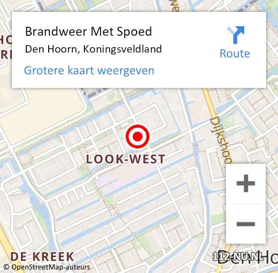 Locatie op kaart van de 112 melding: Brandweer Met Spoed Naar Den Hoorn, Koningsveldland op 5 september 2022 14:08