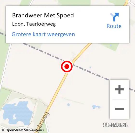 Locatie op kaart van de 112 melding: Brandweer Met Spoed Naar Loon, Taarloërweg op 5 september 2022 14:18