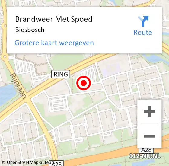 Locatie op kaart van de 112 melding: Brandweer Met Spoed Naar Biesbosch op 5 september 2022 14:19