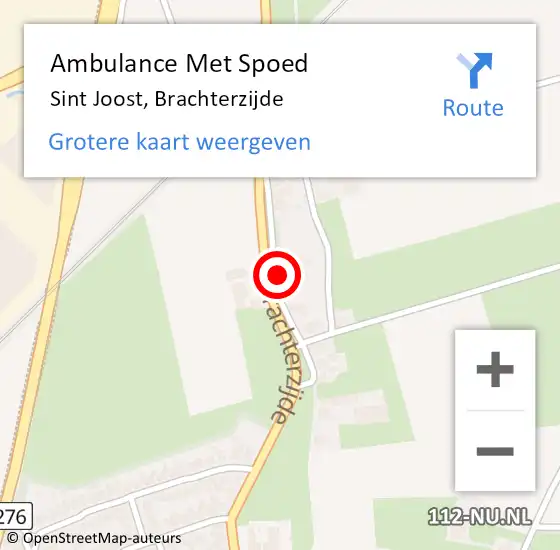 Locatie op kaart van de 112 melding: Ambulance Met Spoed Naar Sint Joost, Brachterzijde op 5 september 2022 14:33