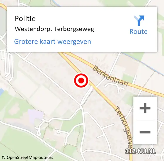 Locatie op kaart van de 112 melding: Politie Westendorp, Terborgseweg op 5 september 2022 14:44