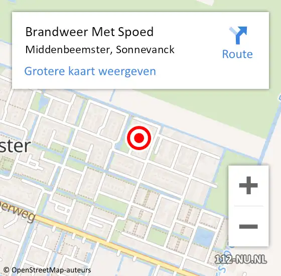 Locatie op kaart van de 112 melding: Brandweer Met Spoed Naar Middenbeemster, Sonnevanck op 5 september 2022 14:59