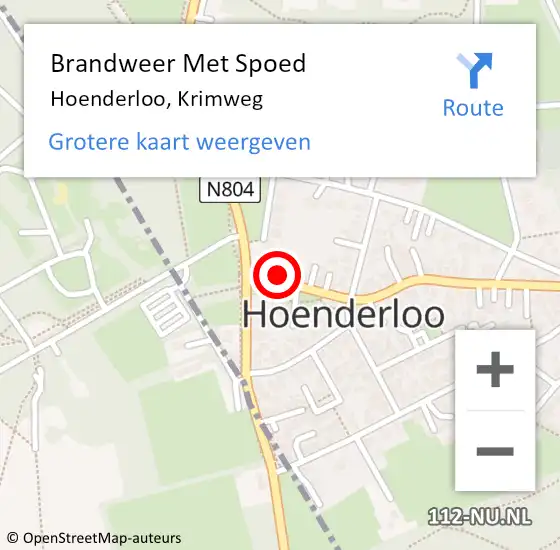 Locatie op kaart van de 112 melding: Brandweer Met Spoed Naar Hoenderloo, Krimweg op 28 juli 2014 15:00