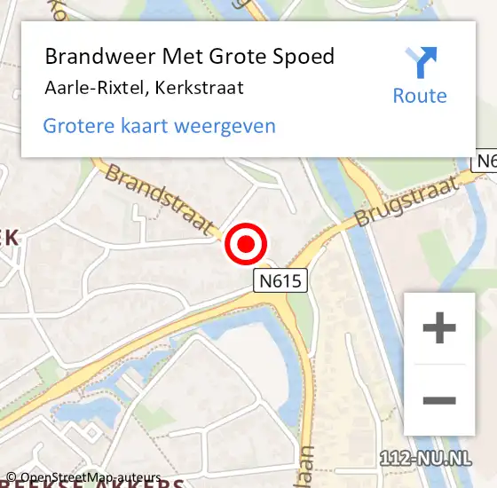 Locatie op kaart van de 112 melding: Brandweer Met Grote Spoed Naar Aarle-Rixtel, Kerkstraat op 5 september 2022 15:05