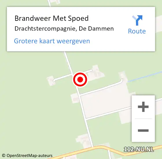 Locatie op kaart van de 112 melding: Brandweer Met Spoed Naar Drachtstercompagnie, De Dammen op 5 september 2022 15:13