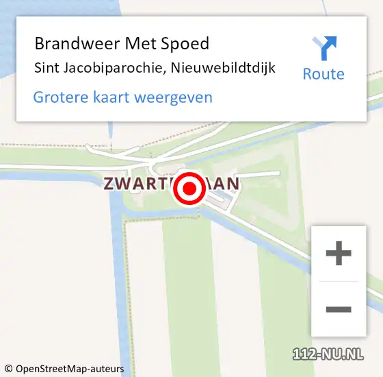 Locatie op kaart van de 112 melding: Brandweer Met Spoed Naar Sint Jacobiparochie, Nieuwebildtdijk op 5 september 2022 15:15