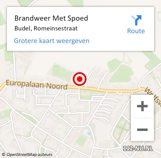 Locatie op kaart van de 112 melding: Brandweer Met Spoed Naar Budel, Romeinsestraat op 5 september 2022 15:18