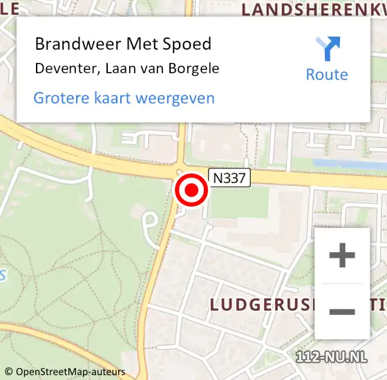 Locatie op kaart van de 112 melding: Brandweer Met Spoed Naar Deventer, Laan van Borgele op 5 september 2022 15:19