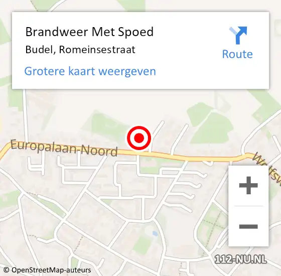 Locatie op kaart van de 112 melding: Brandweer Met Spoed Naar Budel, Romeinsestraat op 5 september 2022 15:21