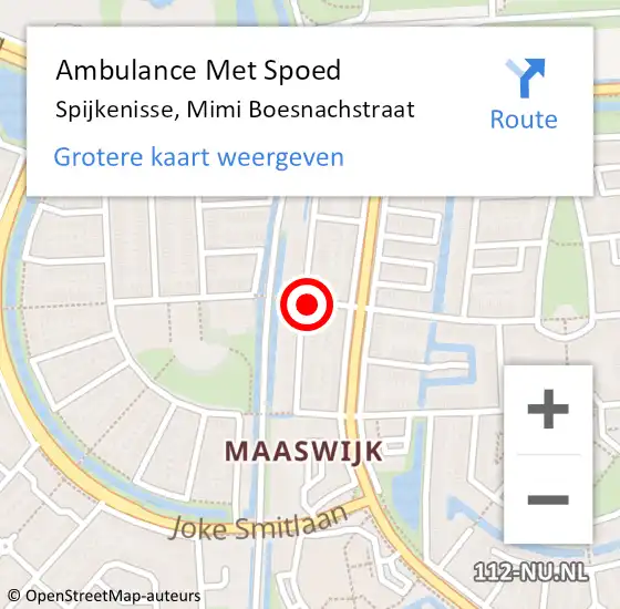 Locatie op kaart van de 112 melding: Ambulance Met Spoed Naar Spijkenisse, Mimi Boesnachstraat op 5 september 2022 15:23