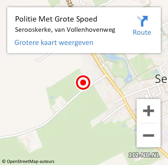 Locatie op kaart van de 112 melding: Politie Met Grote Spoed Naar Serooskerke, van Vollenhovenweg op 5 september 2022 15:26