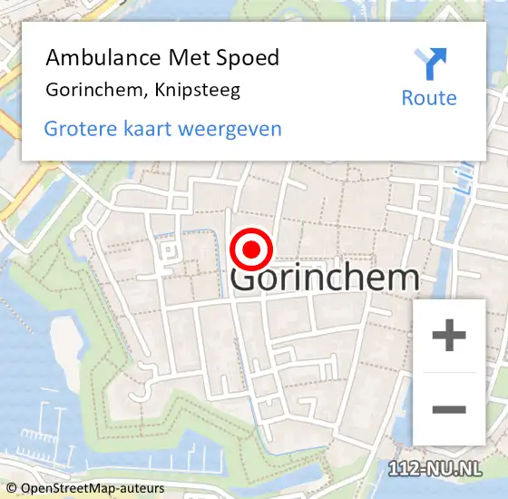 Locatie op kaart van de 112 melding: Ambulance Met Spoed Naar Gorinchem, Knipsteeg op 5 september 2022 15:30