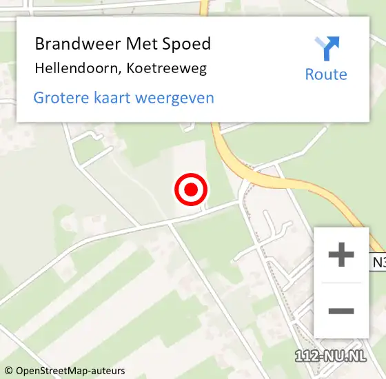 Locatie op kaart van de 112 melding: Brandweer Met Spoed Naar Hellendoorn, Koetreeweg op 5 september 2022 15:35