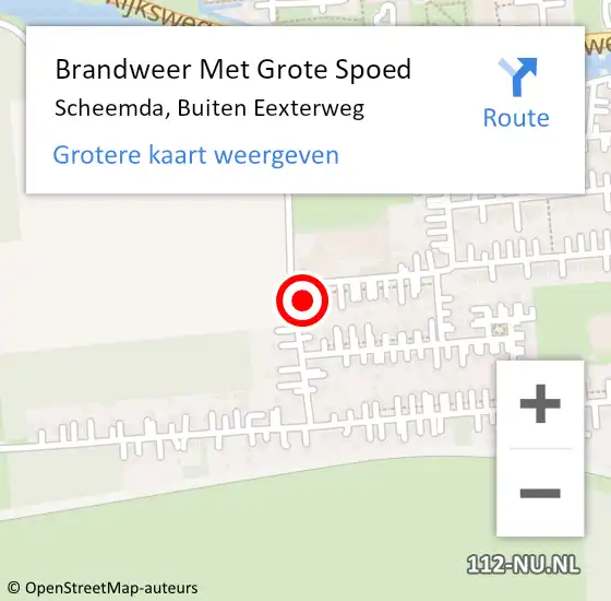 Locatie op kaart van de 112 melding: Brandweer Met Grote Spoed Naar Scheemda, Buiten Eexterweg op 5 september 2022 15:36