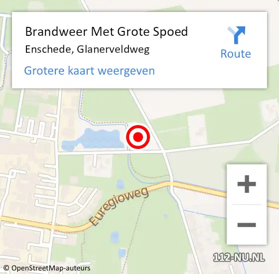 Locatie op kaart van de 112 melding: Brandweer Met Grote Spoed Naar Enschede, Glanerveldweg op 5 september 2022 15:45