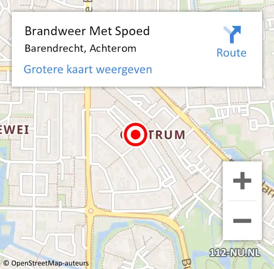 Locatie op kaart van de 112 melding: Brandweer Met Spoed Naar Barendrecht, Achterom op 5 september 2022 16:08