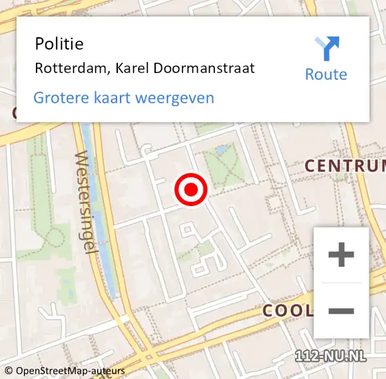 Locatie op kaart van de 112 melding: Politie Rozenburg, Karel Doormanstraat op 5 september 2022 16:11