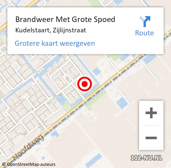 Locatie op kaart van de 112 melding: Brandweer Met Grote Spoed Naar Kudelstaart, Zijlijnstraat op 5 september 2022 16:20