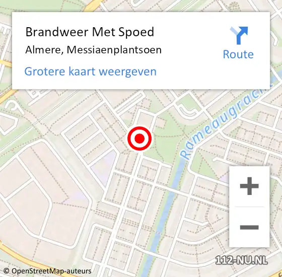 Locatie op kaart van de 112 melding: Brandweer Met Spoed Naar Almere, Messiaenplantsoen op 5 september 2022 16:21