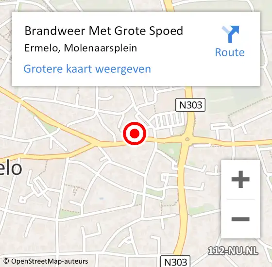 Locatie op kaart van de 112 melding: Brandweer Met Grote Spoed Naar Ermelo, Molenaarsplein op 28 juli 2014 15:09