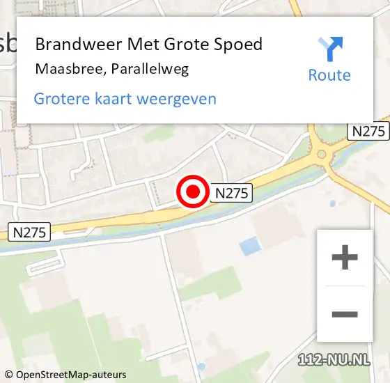 Locatie op kaart van de 112 melding: Brandweer Met Grote Spoed Naar Maasbree, Parallelweg op 5 september 2022 17:00