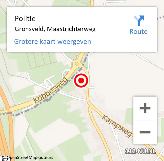 Locatie op kaart van de 112 melding: Politie Gronsveld, Maastrichterweg op 5 september 2022 17:11