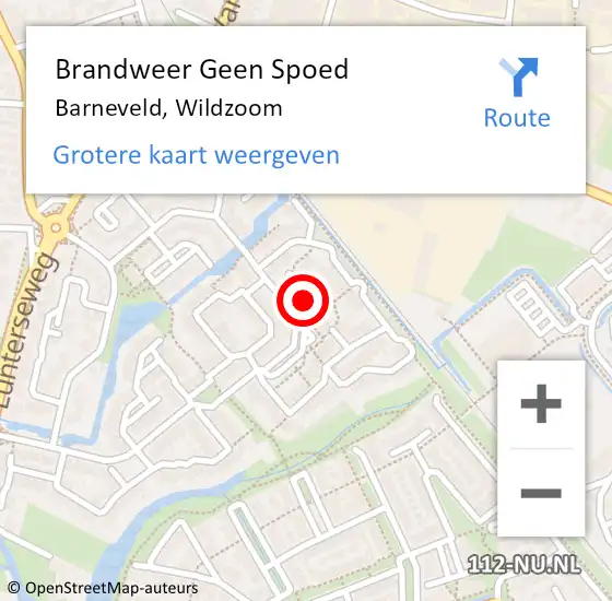 Locatie op kaart van de 112 melding: Brandweer Geen Spoed Naar Barneveld, Wildzoom op 5 september 2022 17:13