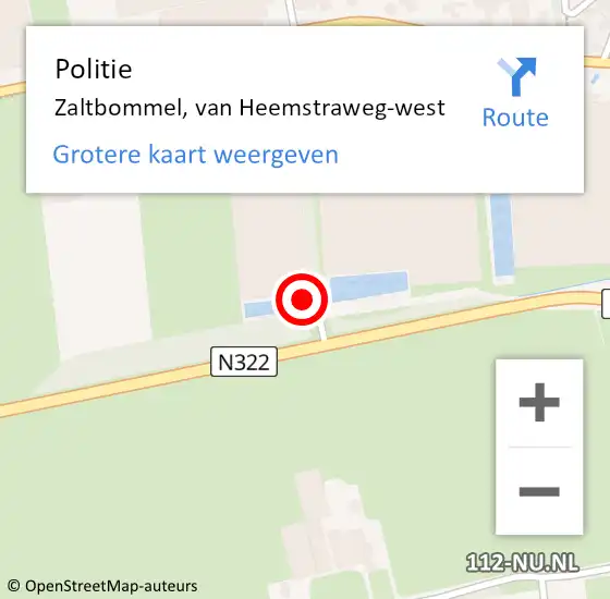 Locatie op kaart van de 112 melding: Politie Zaltbommel, van Heemstraweg-west op 5 september 2022 17:23