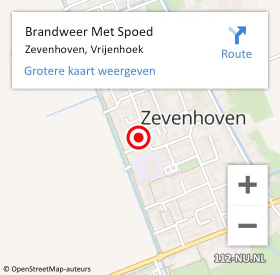 Locatie op kaart van de 112 melding: Brandweer Met Spoed Naar Zevenhoven, Vrijenhoek op 5 september 2022 17:25