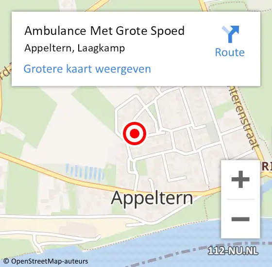 Locatie op kaart van de 112 melding: Ambulance Met Grote Spoed Naar Appeltern, Laagkamp op 5 september 2022 17:36