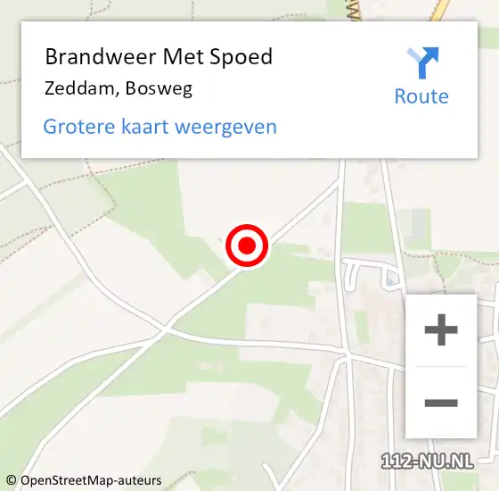 Locatie op kaart van de 112 melding: Brandweer Met Spoed Naar Zeddam, Bosweg op 5 september 2022 17:40