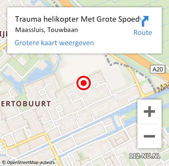 Locatie op kaart van de 112 melding: Trauma helikopter Met Grote Spoed Naar Maassluis, Touwbaan op 5 september 2022 17:53