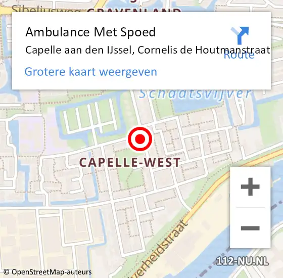 Locatie op kaart van de 112 melding: Ambulance Met Spoed Naar Capelle aan den IJssel, Cornelis de Houtmanstraat op 5 september 2022 17:56