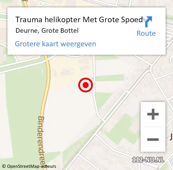 Locatie op kaart van de 112 melding: Trauma helikopter Met Grote Spoed Naar Deurne, Grote Bottel op 5 september 2022 18:10