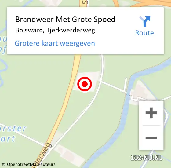 Locatie op kaart van de 112 melding: Brandweer Met Grote Spoed Naar Bolsward, Tjerkwerderweg op 5 september 2022 18:16