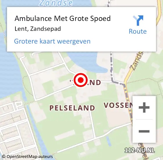 Locatie op kaart van de 112 melding: Ambulance Met Grote Spoed Naar Lent, Zandsepad op 5 september 2022 18:21