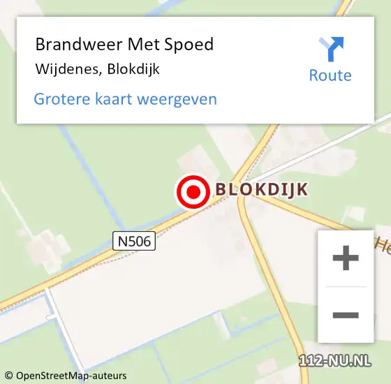 Locatie op kaart van de 112 melding: Brandweer Met Spoed Naar Wijdenes, Blokdijk op 5 september 2022 18:33