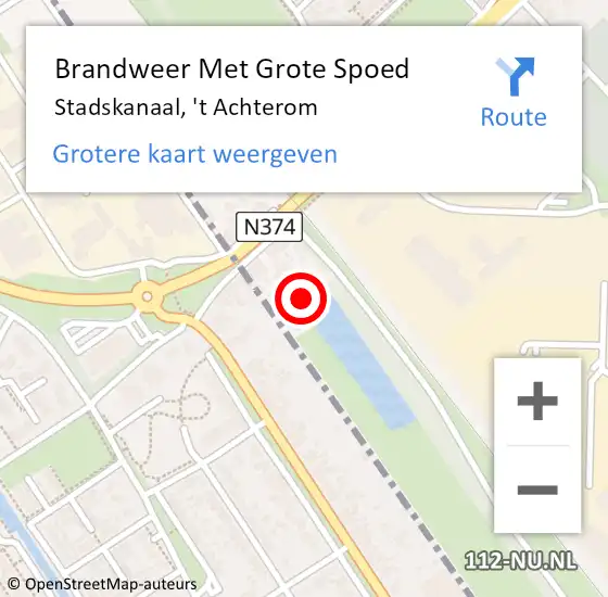 Locatie op kaart van de 112 melding: Brandweer Met Grote Spoed Naar Stadskanaal, 't Achterom op 5 september 2022 18:46