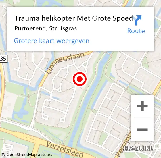 Locatie op kaart van de 112 melding: Trauma helikopter Met Grote Spoed Naar Purmerend, Struisgras op 5 september 2022 18:47