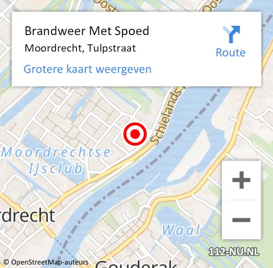 Locatie op kaart van de 112 melding: Brandweer Met Spoed Naar Moordrecht, Tulpstraat op 5 september 2022 18:47
