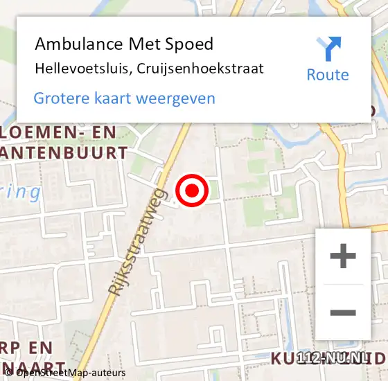 Locatie op kaart van de 112 melding: Ambulance Met Spoed Naar Hellevoetsluis, Cruijsenhoekstraat op 5 september 2022 18:52