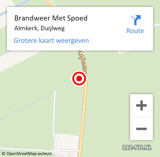 Locatie op kaart van de 112 melding: Brandweer Met Spoed Naar Almkerk, Duijlweg op 5 september 2022 18:55
