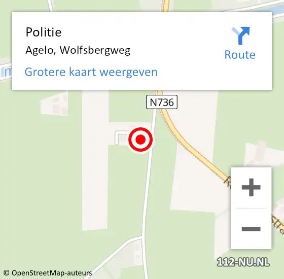 Locatie op kaart van de 112 melding: Politie Agelo, Wolfsbergweg op 5 september 2022 19:01