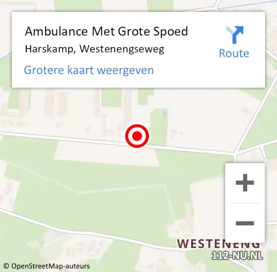 Locatie op kaart van de 112 melding: Ambulance Met Grote Spoed Naar Harskamp, Westenengseweg op 5 september 2022 19:04