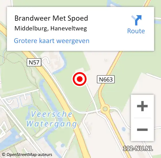 Locatie op kaart van de 112 melding: Brandweer Met Spoed Naar Middelburg, Haneveltweg op 5 september 2022 19:07