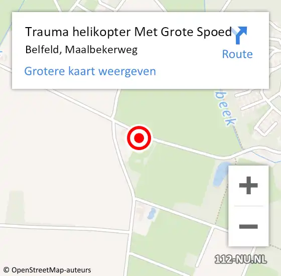 Locatie op kaart van de 112 melding: Trauma helikopter Met Grote Spoed Naar Belfeld, Maalbekerweg op 5 september 2022 19:08