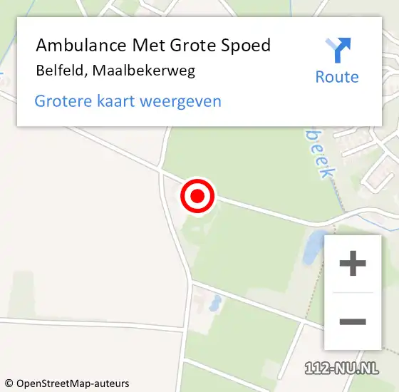 Locatie op kaart van de 112 melding: Ambulance Met Grote Spoed Naar Belfeld, Maalbekerweg op 5 september 2022 19:08