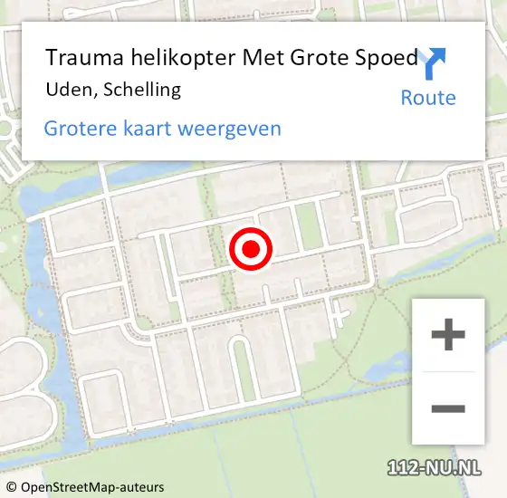 Locatie op kaart van de 112 melding: Trauma helikopter Met Grote Spoed Naar Uden, Schelling op 5 september 2022 19:08