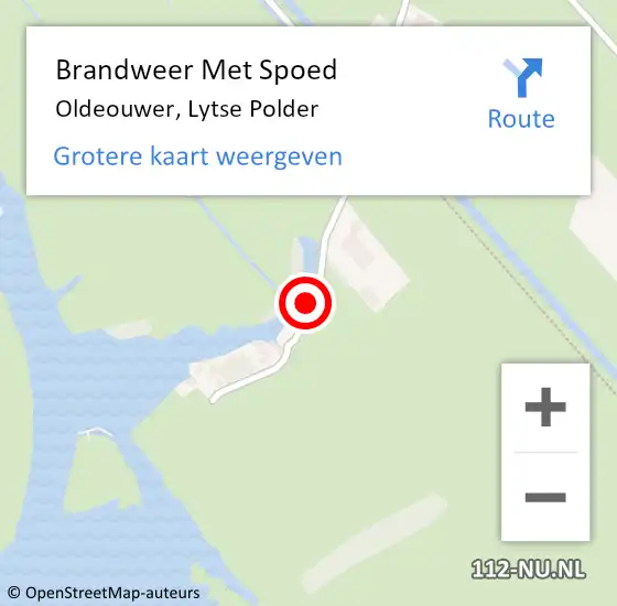 Locatie op kaart van de 112 melding: Brandweer Met Spoed Naar Oldeouwer, Lytse Polder op 5 september 2022 19:23